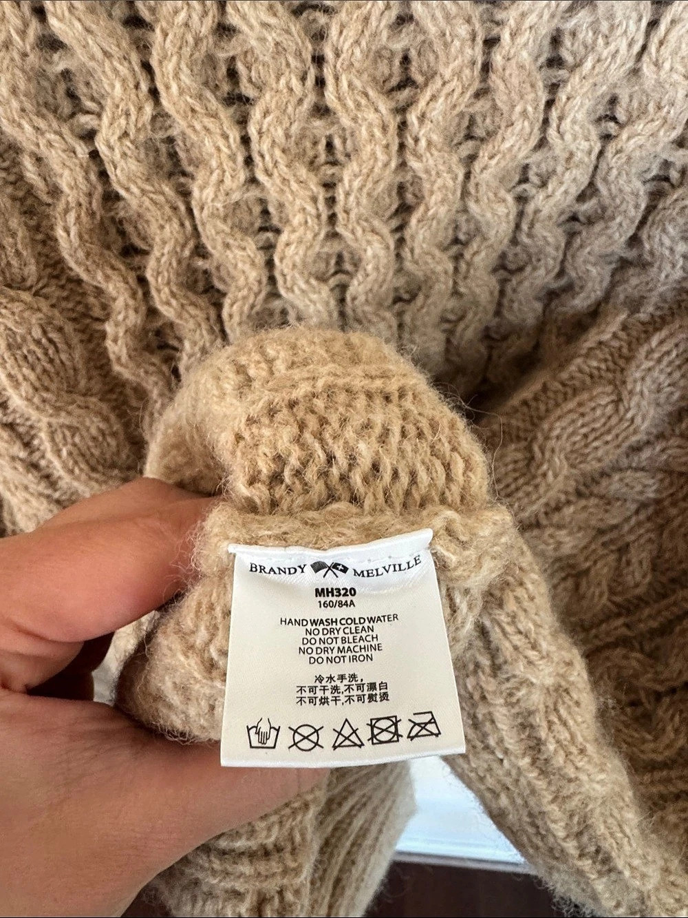 Brandy Melville Wool-Blend Cable Knit Sweater - Picture 6 of 6